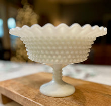 Load image into Gallery viewer, Milk Glass Fenton or LE Smith Hobnail Crimped Ruffle Edge Compote - Assurance
