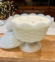 Load image into Gallery viewer, Milk Glass Anchor Hocking Colonial Diamond Lidded, Footed Compote - Assurance
