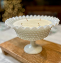 Load image into Gallery viewer, Milk Glass Fenton or LE Smith Hobnail Crimped Ruffle Edge Compote - Assurance
