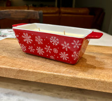 Load image into Gallery viewer, Red Snowflake Mini Loaf Dish Candle - So This Is Christmas
