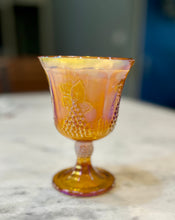 Load image into Gallery viewer, Marigold Carnival Indiana Glass Harvest Grape Goblet - Caramel Apple Cider
