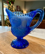 Load image into Gallery viewer, Cobalt Blue Avon by Fostoria Glass ‘Mount Vernon’ collection Creamer / Sauce Pitcher - Citrus Sunrise
