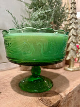Load image into Gallery viewer, Bright Green EO Brody Cleveland Glass Harp Compote with Scalloped Edge - Christmas Tree Farm
