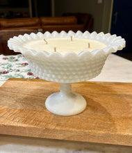 Load image into Gallery viewer, Milk Glass Fenton or LE Smith Hobnail Crimped Ruffle Edge Compote - Assurance
