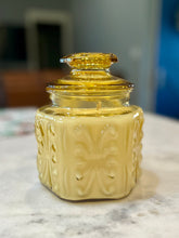 Load image into Gallery viewer, Honey Amber LE Smith/Federal Imperial Atterbury Scroll Small Lidded Canister - Butterscotch &amp; Bourbon
