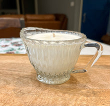 Load image into Gallery viewer, Clear Cut Glass Creamer with Vertical Diamond pattern - Winter Cranberry
