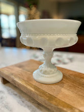 Load image into Gallery viewer, Milk Glass King’s Crown Thumbprint Large Compote - Citrus Sunrise

