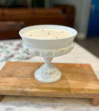 Load image into Gallery viewer, Milk Glass King’s Crown Thumbprint Large Compote - Citrus Sunrise
