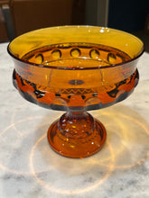 Load image into Gallery viewer, Indiana Glass Amber King’s Crown Thumbprint Large Compote
