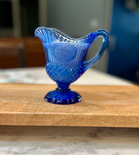 Load image into Gallery viewer, Cobalt Blue Avon by Fostoria Glass ‘Mount Vernon’ collection Creamer / Sauce Pitcher - Citrus Sunrise
