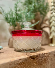 Load image into Gallery viewer, Ruby Red Indiana Glass Lattice pattern Lidded Candy Dish - Winter Solstice
