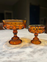 Load image into Gallery viewer, Indiana Glass Amber King’s Crown Thumbprint Large Compote
