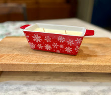 Load image into Gallery viewer, Red Snowflake Mini Loaf Dish Candle - So This Is Christmas

