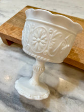Load image into Gallery viewer, Milk Glass Indiana Glass ‘Daisy’ Ruffle edge Compote - So This Is Christmas
