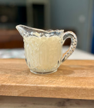 Load image into Gallery viewer, Clear EAPG thick, heavy glass Creamer with Sunburst pattern &amp; sawtooth detail - Citrus Sunrise
