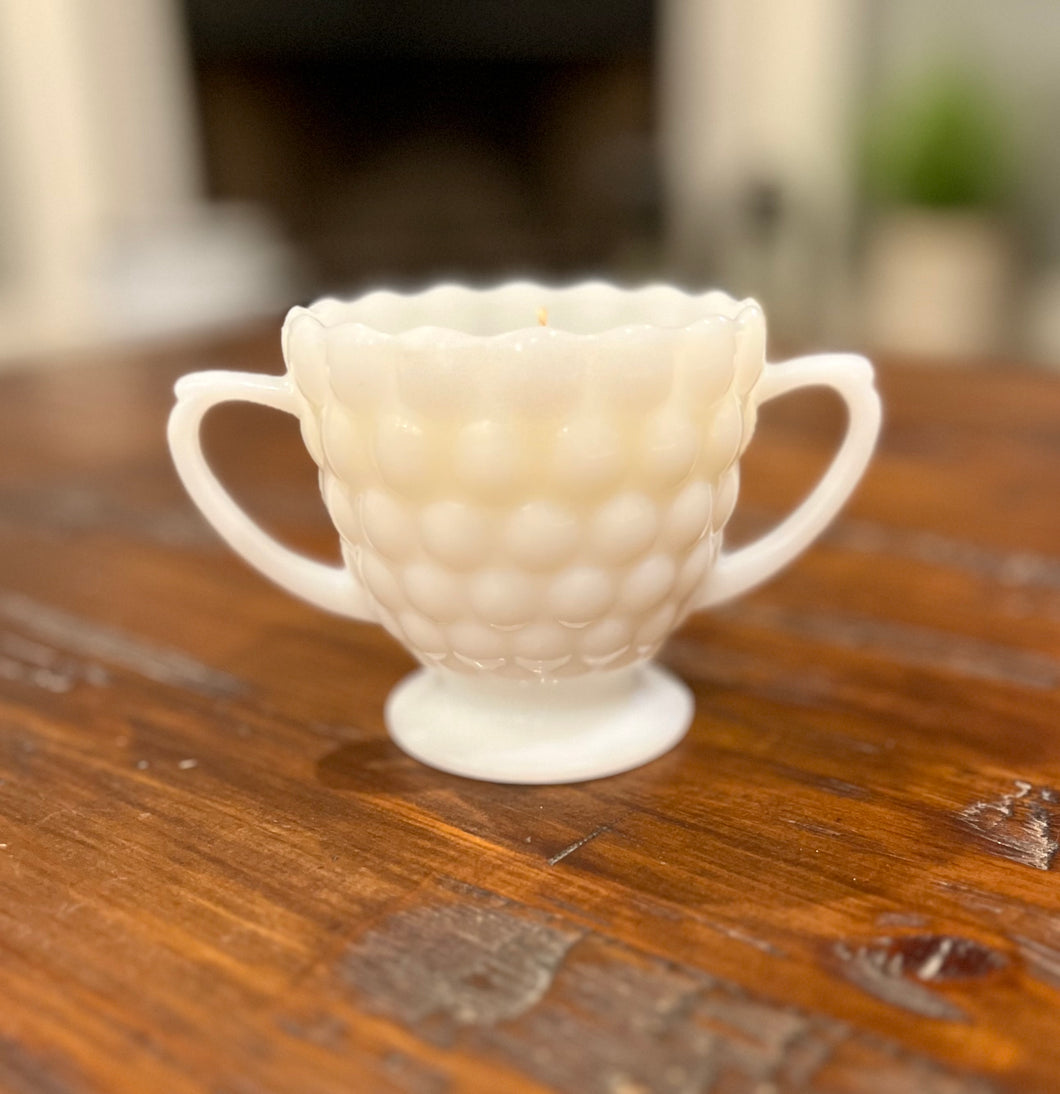 Milk Glass Sugar Bowl - Citrus Sunrise