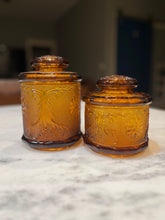 Load image into Gallery viewer, Amber Tiara by Indiana Glass Biscuit Jar, Medium Canister with Lid
