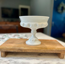 Load image into Gallery viewer, Milk Glass King’s Crown Thumbprint Large Compote - Citrus Sunrise

