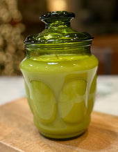 Load image into Gallery viewer, Avocado Green LE Smith Bubble design, Medium size, Lidded Apothecary Jar - Fresh Brewed Coffee
