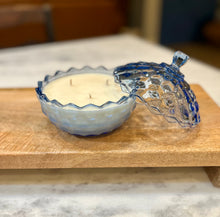 Load image into Gallery viewer, Periwinkle Blue Indiana Glass Colony Cube Whitehall Lidded Candy Dish - Fresh Brewed Coffee
