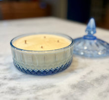 Load image into Gallery viewer, Periwinkle Blue Indiana Glass Princess Lidded Candy Dish - Blueberry Pie
