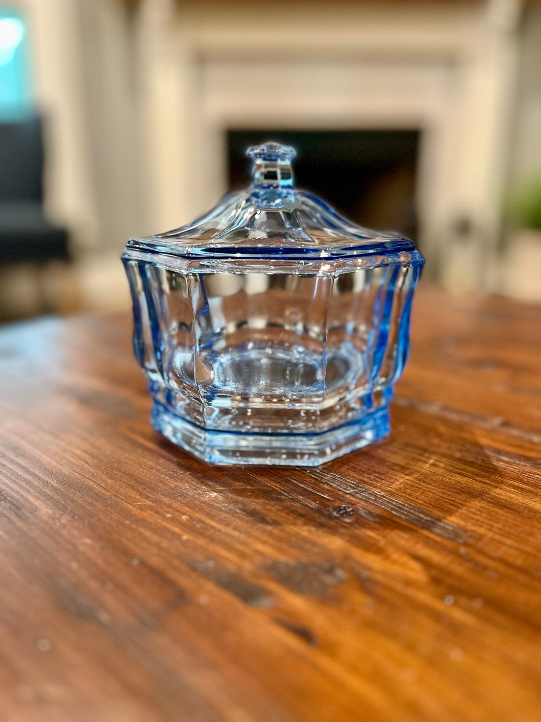 Periwinkle Blue Indiana Glass Panel Candy Dish with Lid